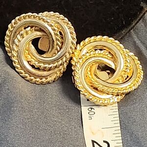 Twist Design Gold and Silver Earrings